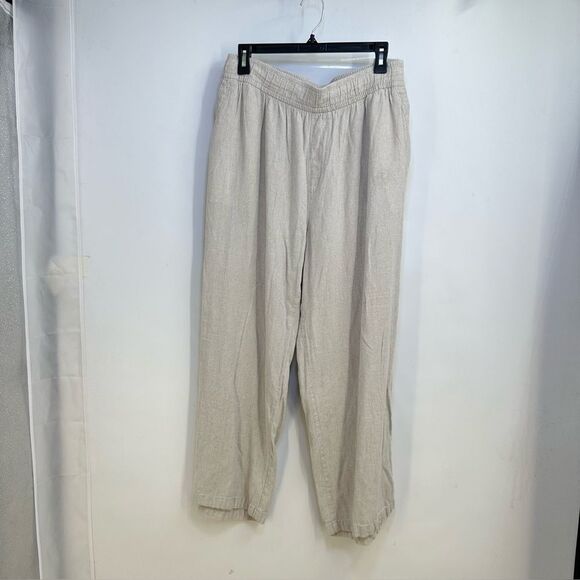 Old Navy Women's' Size 2X Oatmeal Color Linen Blend Pull On Wideleg Pants - Picture 1 of 8